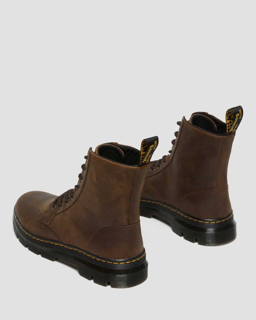 braune dr. martens combs crazy horse damen-freizeitstiefel