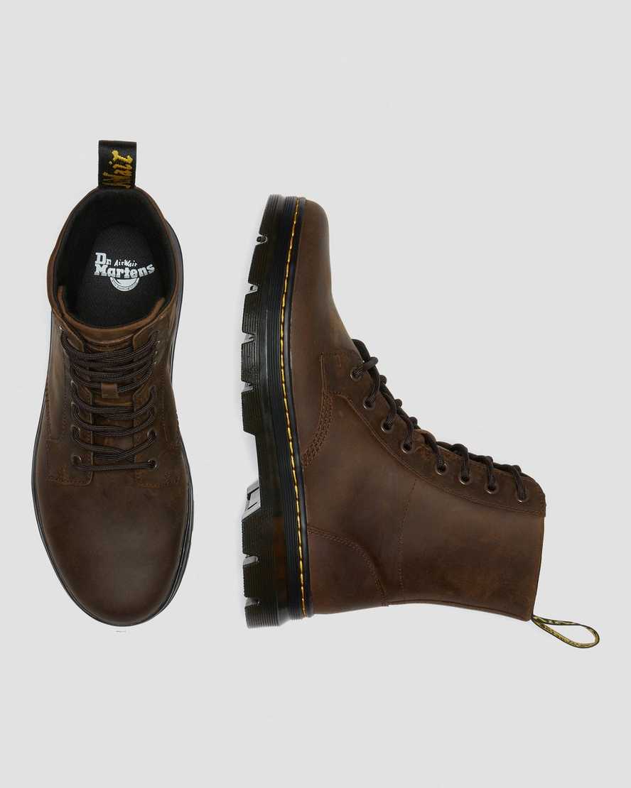 braune dr. martens combs crazy horse damen-freizeitstiefel