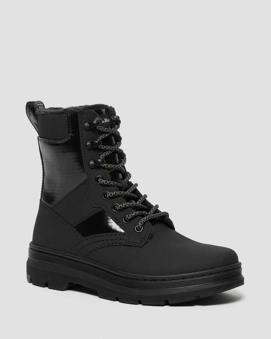 schwarze dr. martens iowa damen-freizeitstiefel aus kunstfell