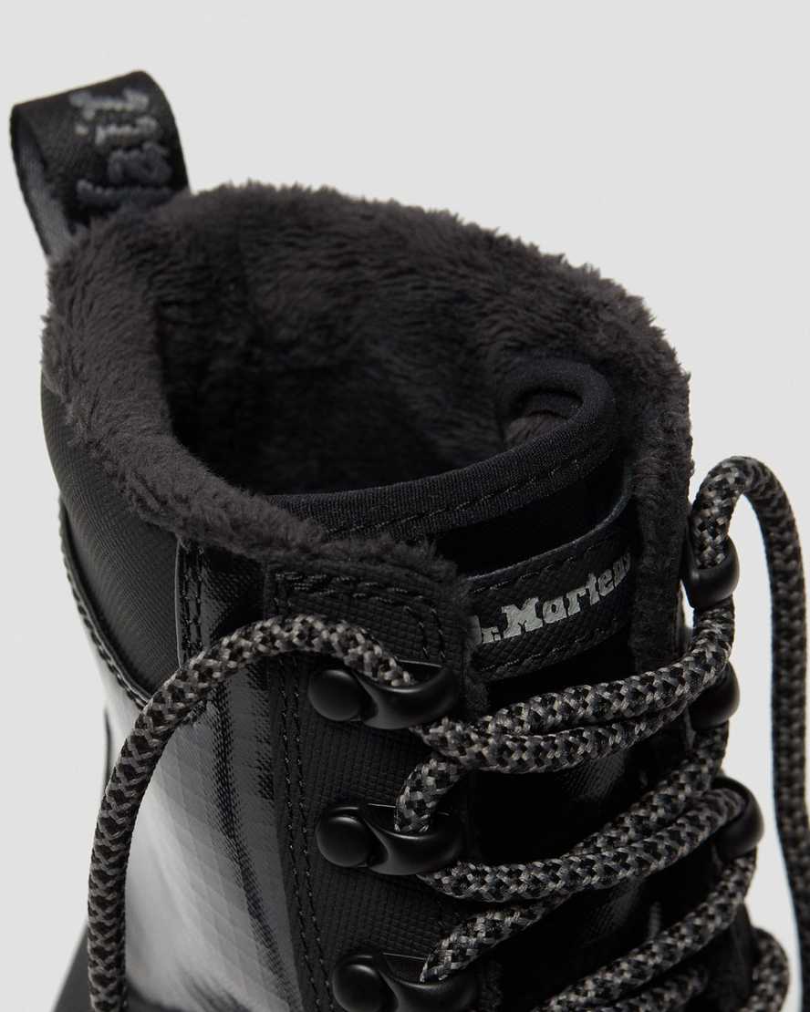 schwarze dr. martens iowa damen-freizeitstiefel aus kunstfell