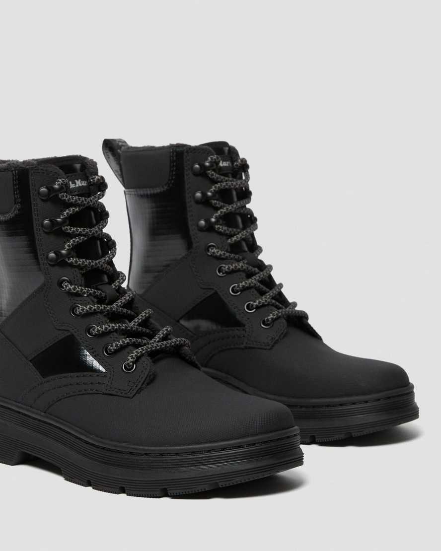schwarze dr. martens iowa damen-freizeitstiefel aus kunstfell