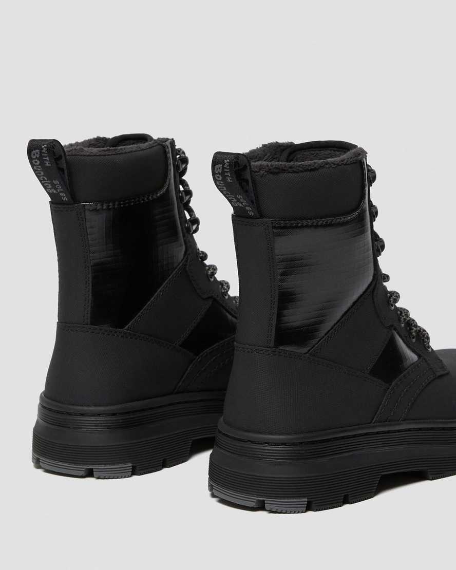 schwarze dr. martens iowa damen-freizeitstiefel aus kunstfell