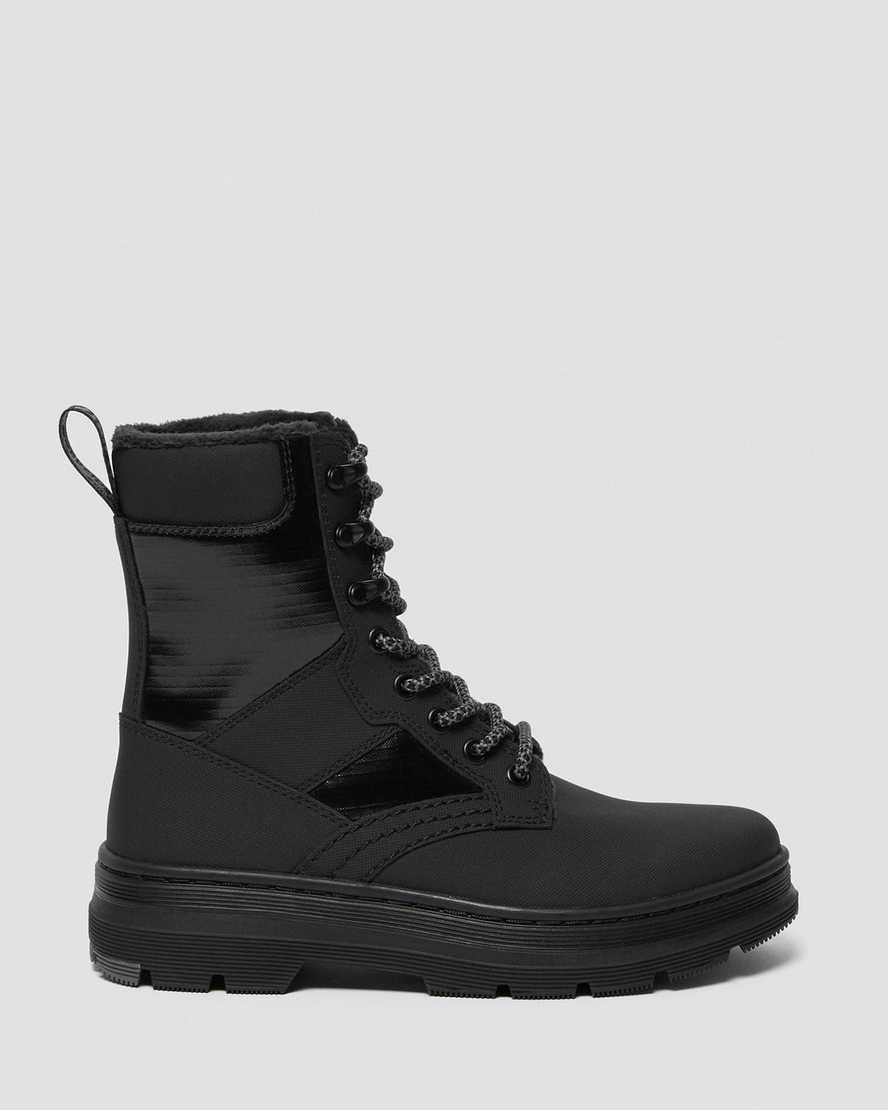 schwarze dr. martens iowa damen-freizeitstiefel aus kunstfell