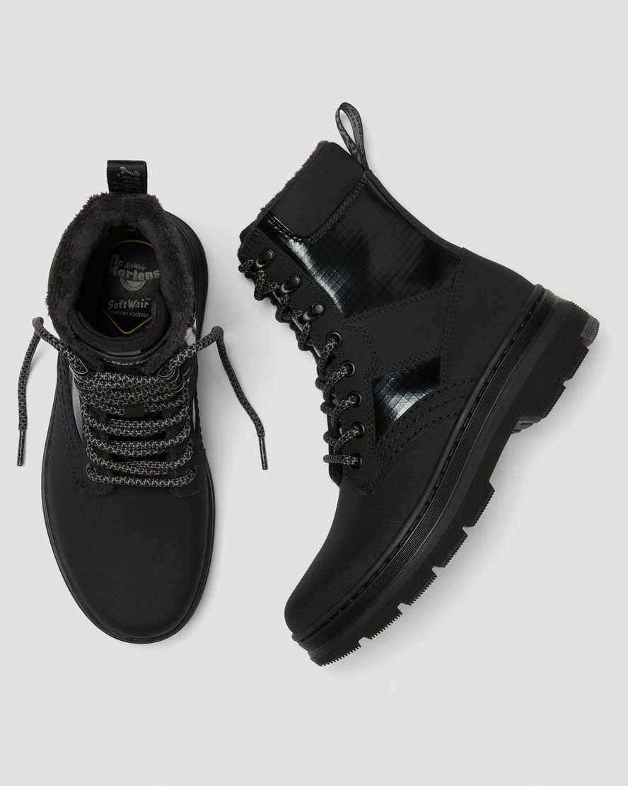 schwarze dr. martens iowa damen-freizeitstiefel aus kunstfell