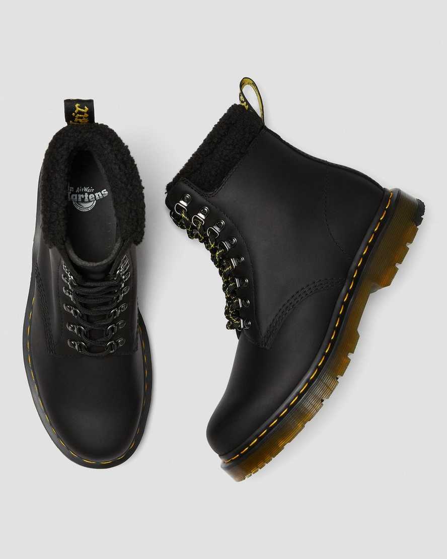 schwarze dr. martens 1460 dm wintergrip fleece damen-freizeitstiefel