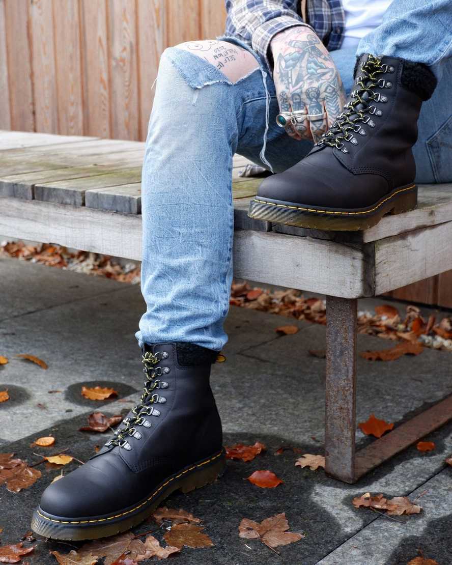 schwarze dr. martens 1460 dm wintergrip fleece damen-freizeitstiefel