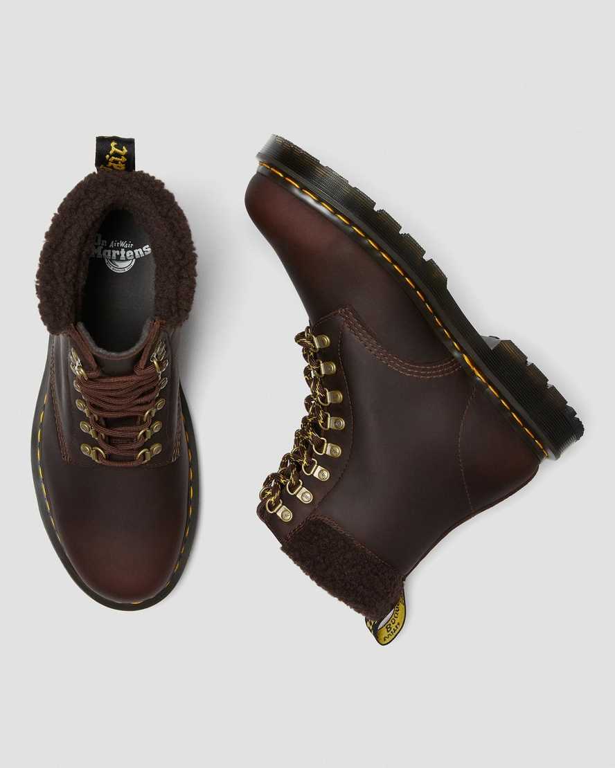 dunkelbraune dr. martens 1460 dm wintergrip fleece damen-freizeitstiefel