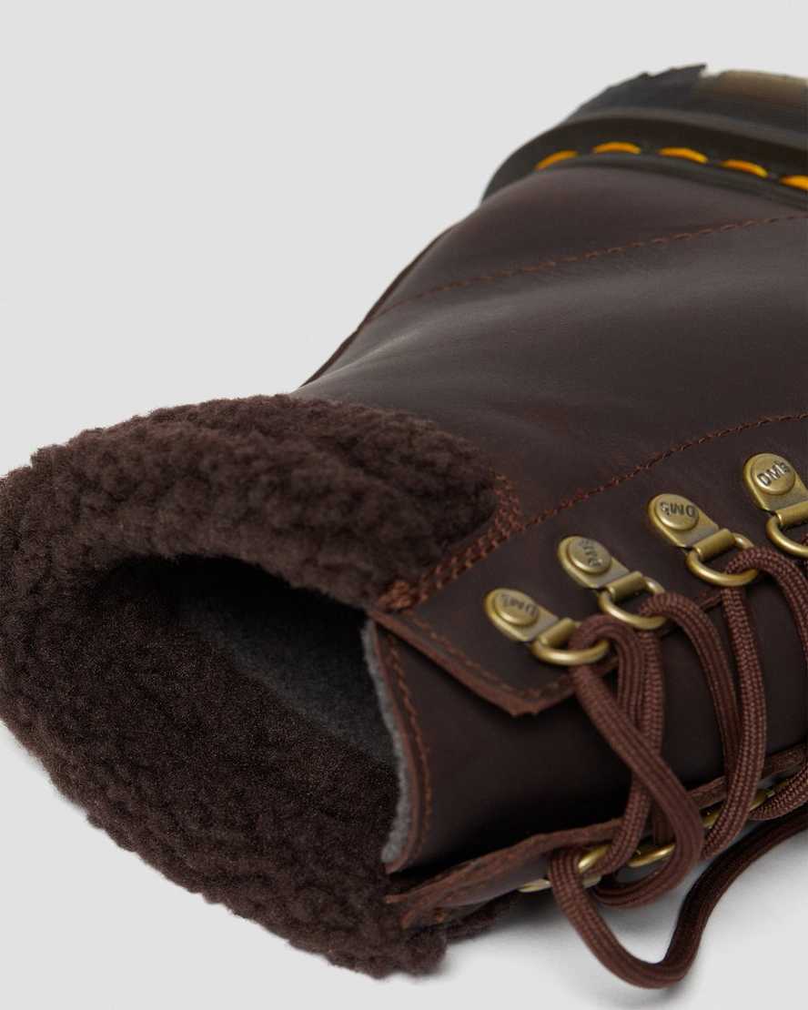 dunkelbraune dr. martens 1460 dm wintergrip fleece damen-freizeitstiefel