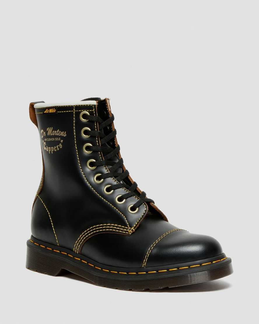 schwarze dr. martens capper vintage smooth damen-freizeitstiefel