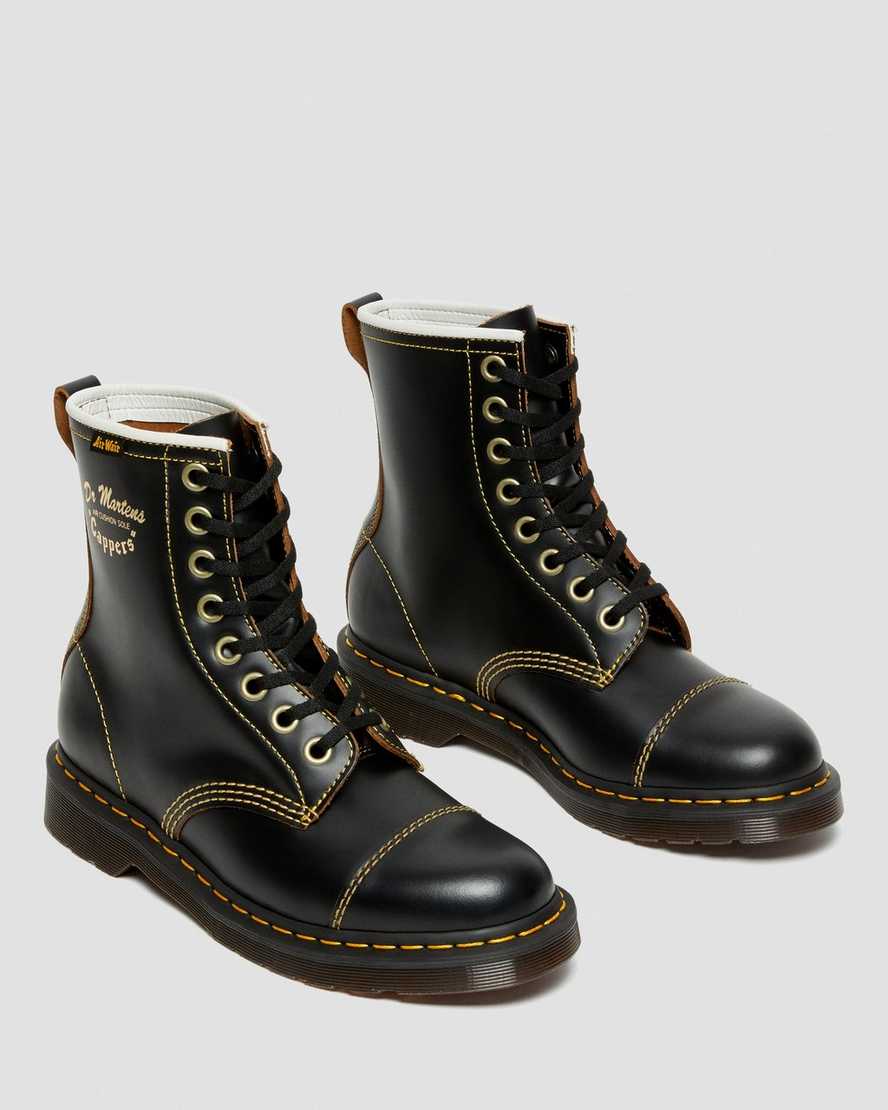 schwarze dr. martens capper vintage smooth damen-freizeitstiefel
