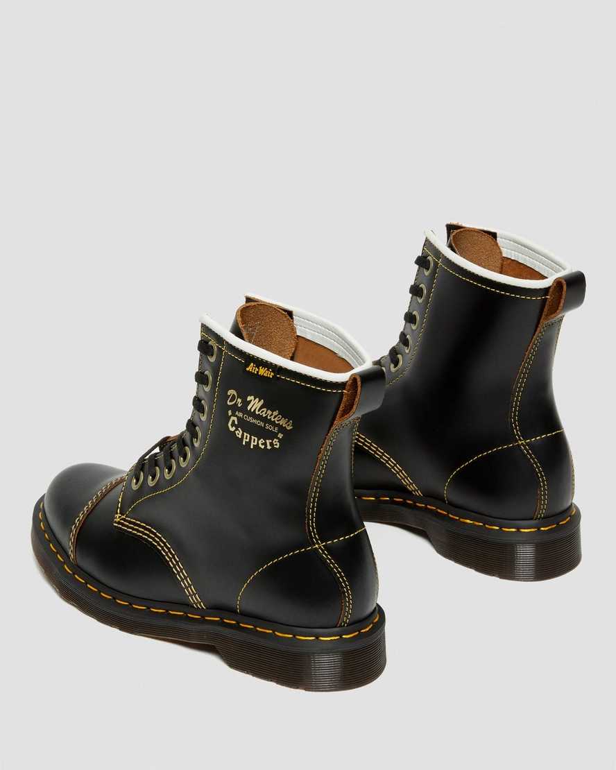 schwarze dr. martens capper vintage smooth damen-freizeitstiefel