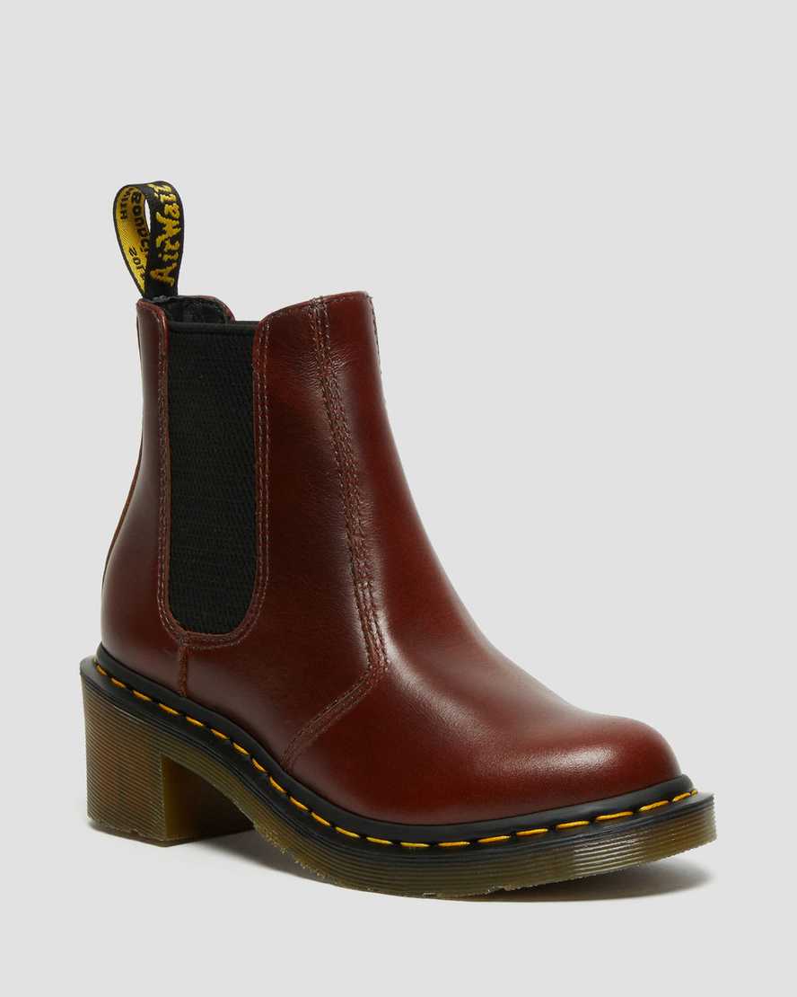 braune dr. martens cadence chelsea boots mit absatz für damen