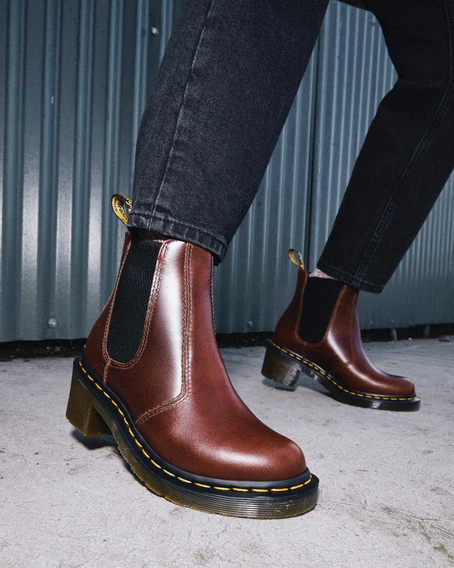 braune dr. martens cadence chelsea boots mit absatz für damen