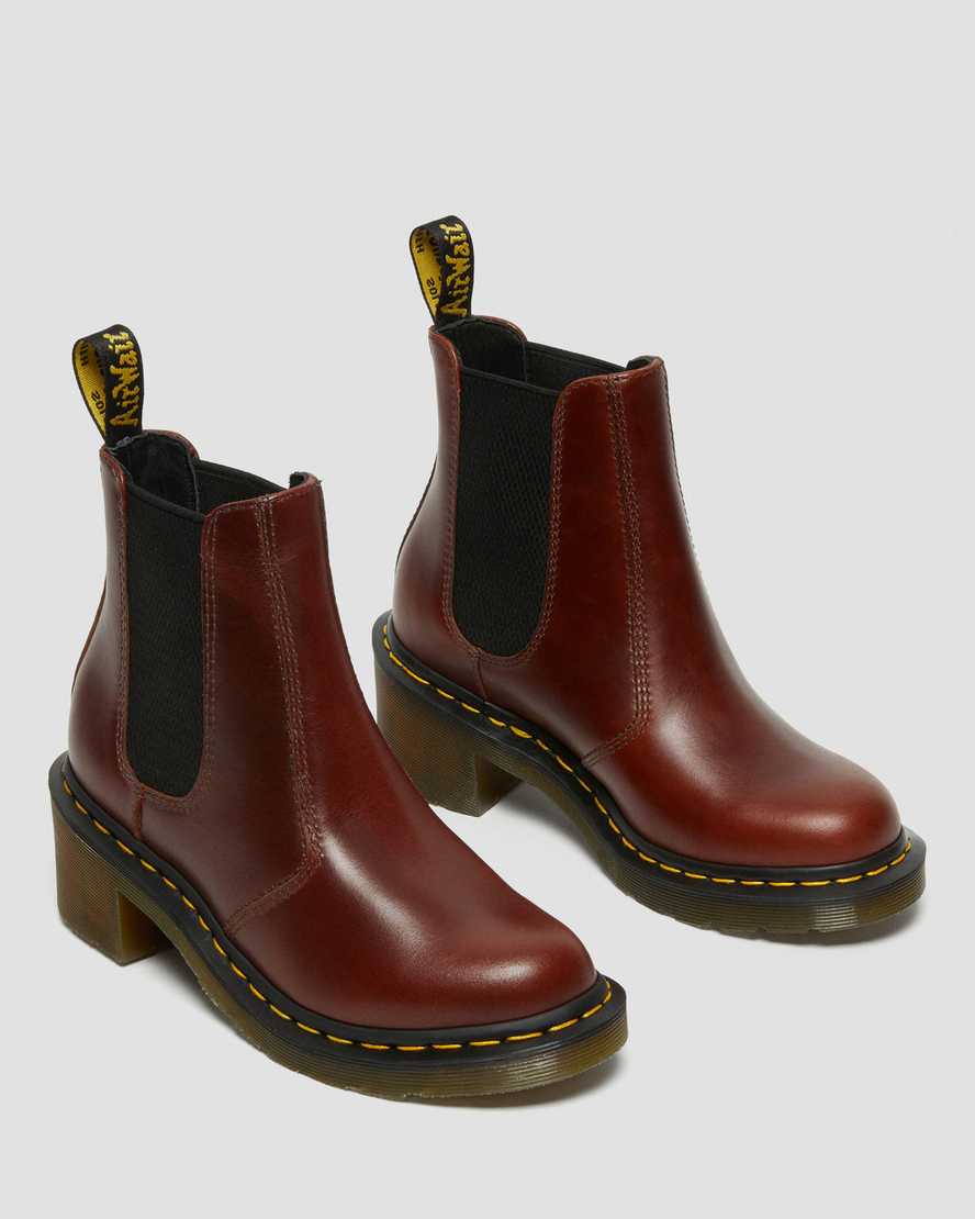 braune dr. martens cadence chelsea boots mit absatz für damen
