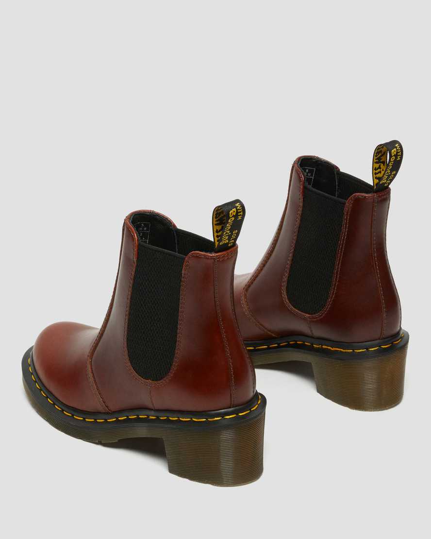 braune dr. martens cadence chelsea boots mit absatz für damen