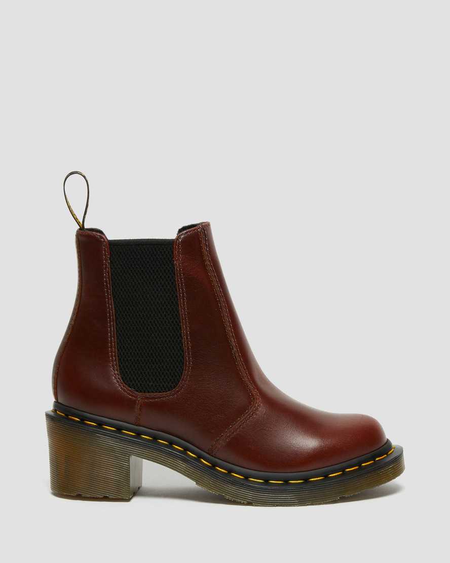 braune dr. martens cadence chelsea boots mit absatz für damen