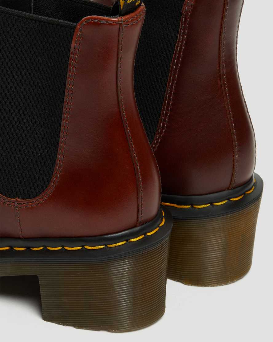 braune dr. martens cadence chelsea boots mit absatz für damen