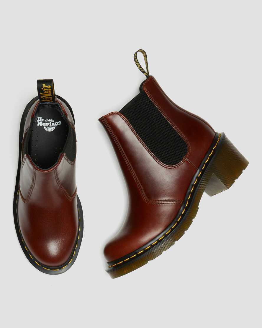 braune dr. martens cadence chelsea boots mit absatz für damen