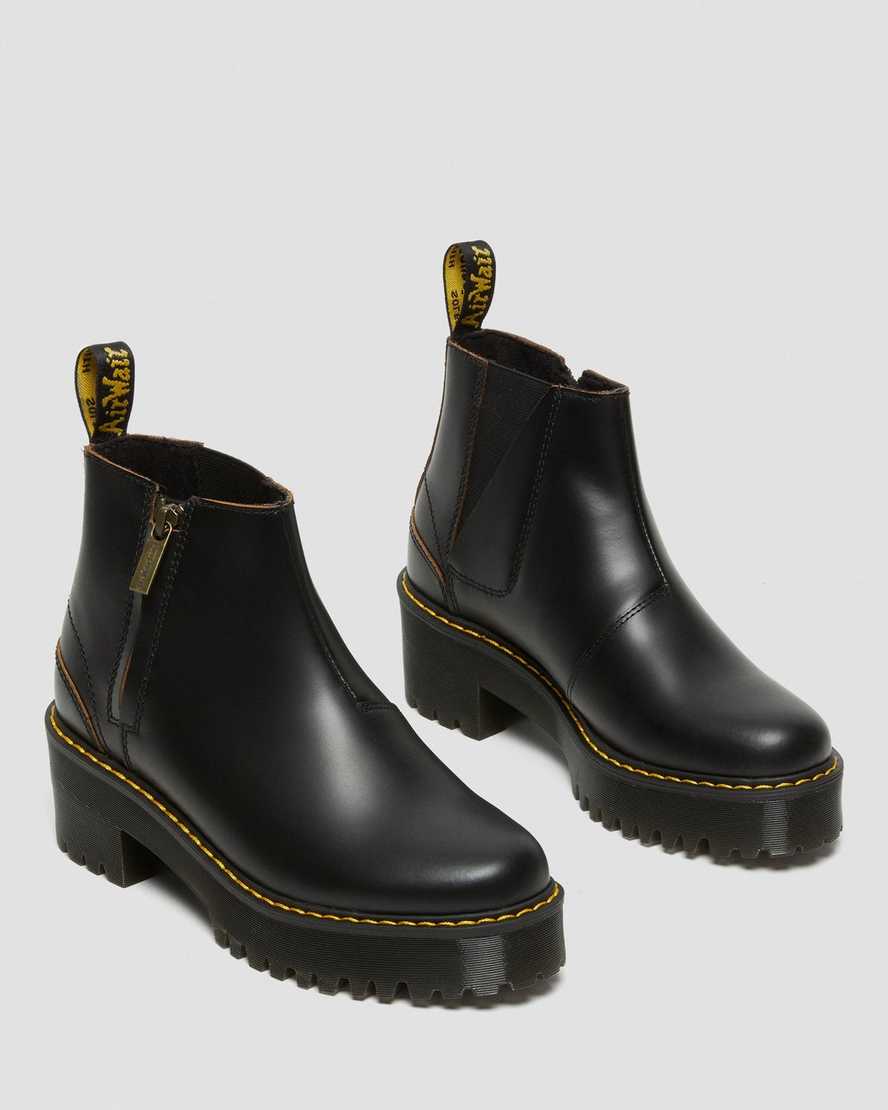 schwarze dr. martens rometty ii vintage smooth chelsea boots für damen