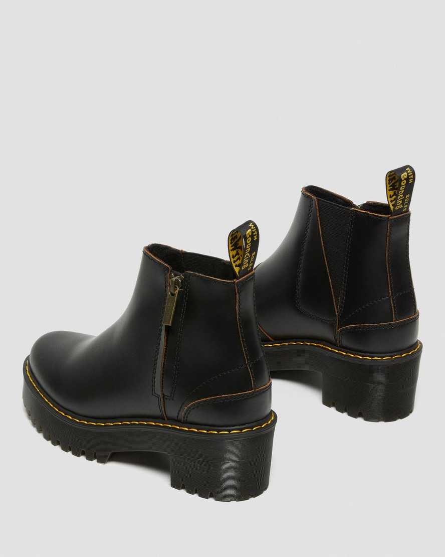 schwarze dr. martens rometty ii vintage smooth chelsea boots für damen