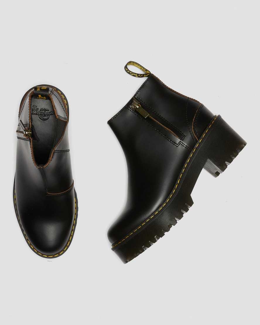 schwarze dr. martens rometty ii vintage smooth chelsea boots für damen
