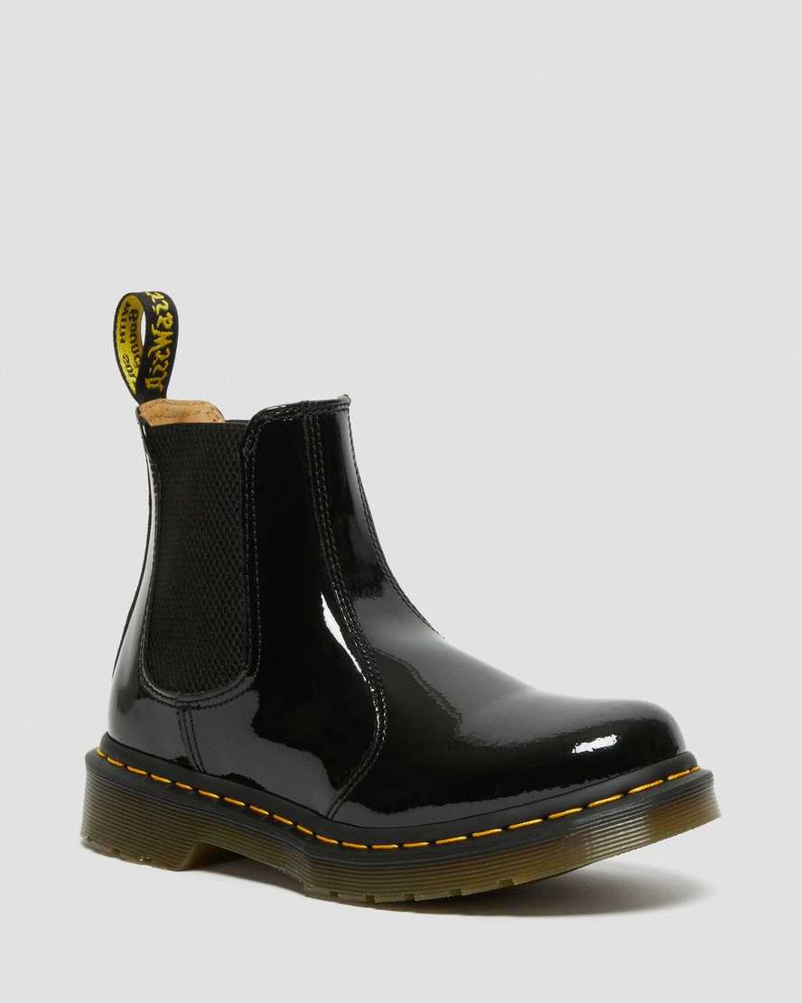 schwarze dr. martens 2976 lack-chelsea-boots für damen.