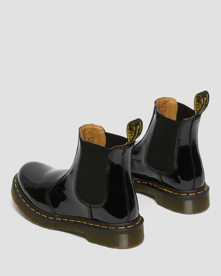 schwarze dr. martens 2976 lack-chelsea-boots für damen.