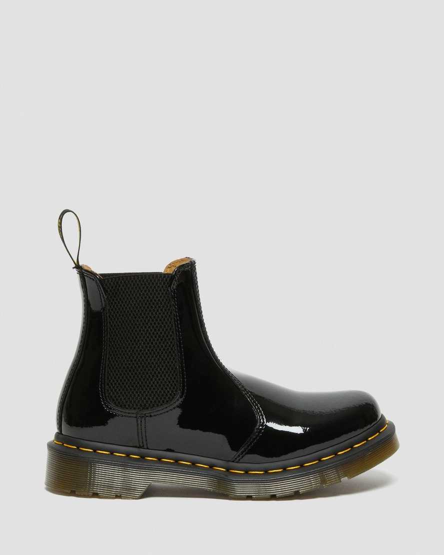 schwarze dr. martens 2976 lack-chelsea-boots für damen.
