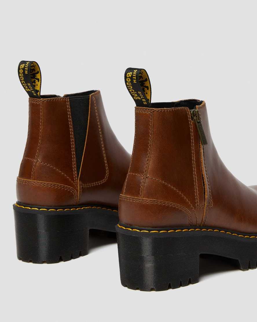 braune dr. martens rometty ii chelsea boots für damen
