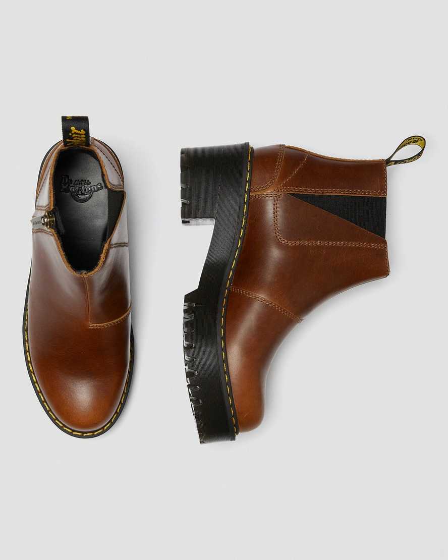 braune dr. martens rometty ii chelsea boots für damen