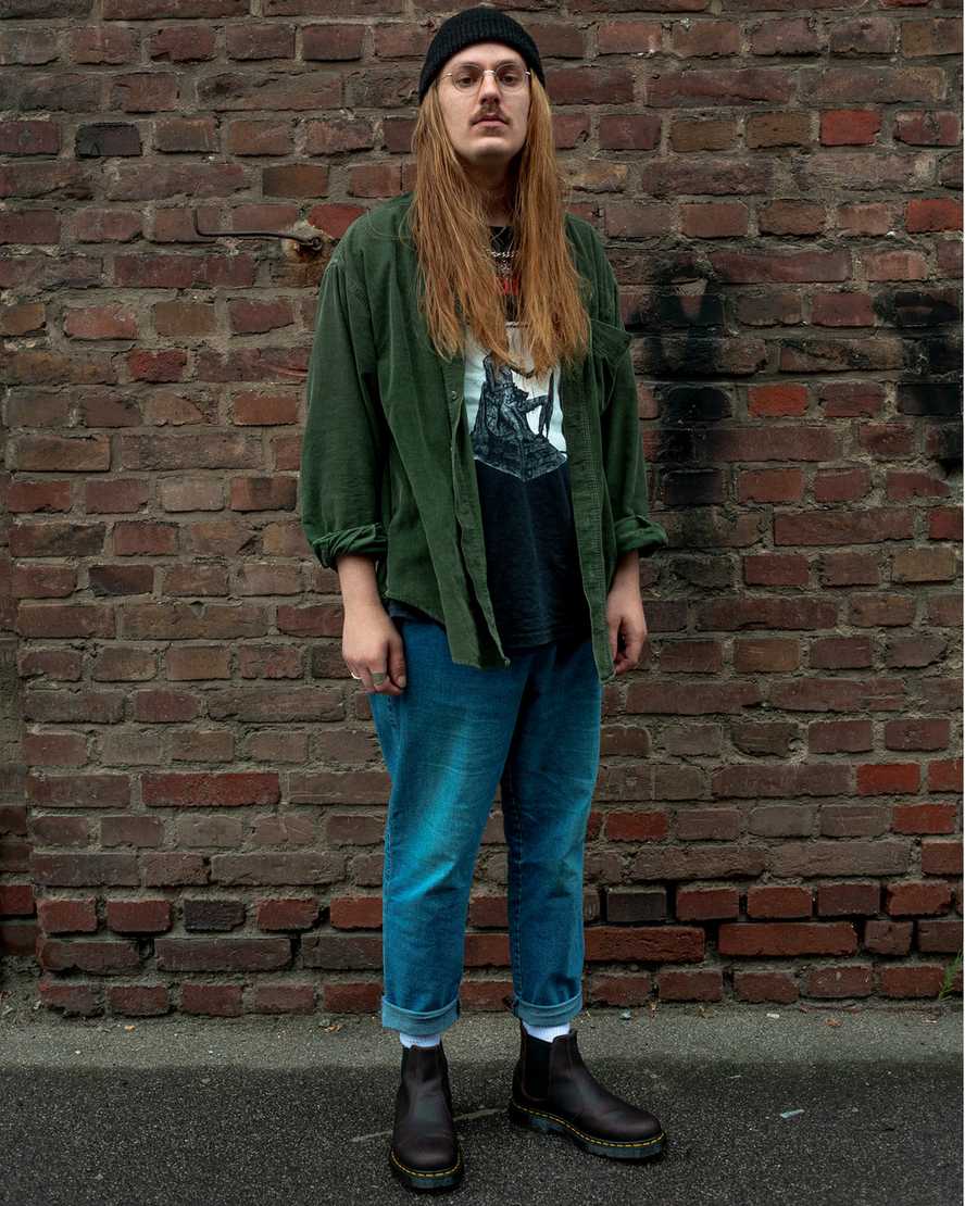dunkelbraune dr. martens 2976 dms wintergrip chelsea boots für damen.