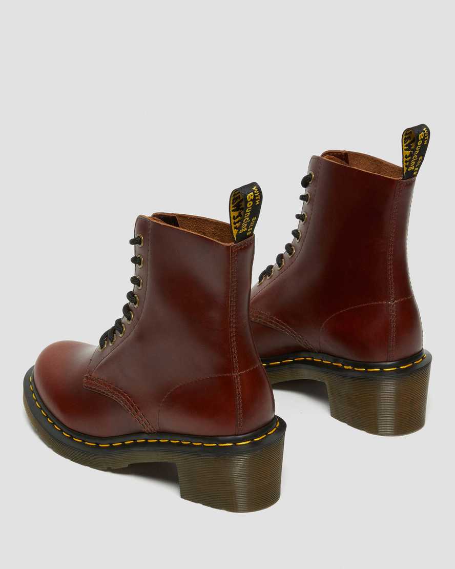 braune dr. martens clemency schnürstiefel für damen mit absatz