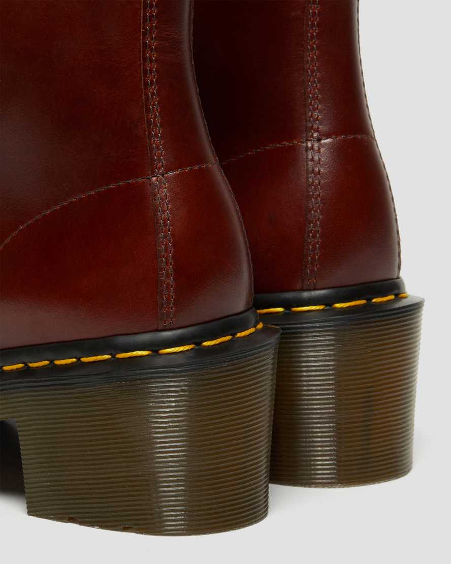braune dr. martens clemency schnürstiefel für damen mit absatz