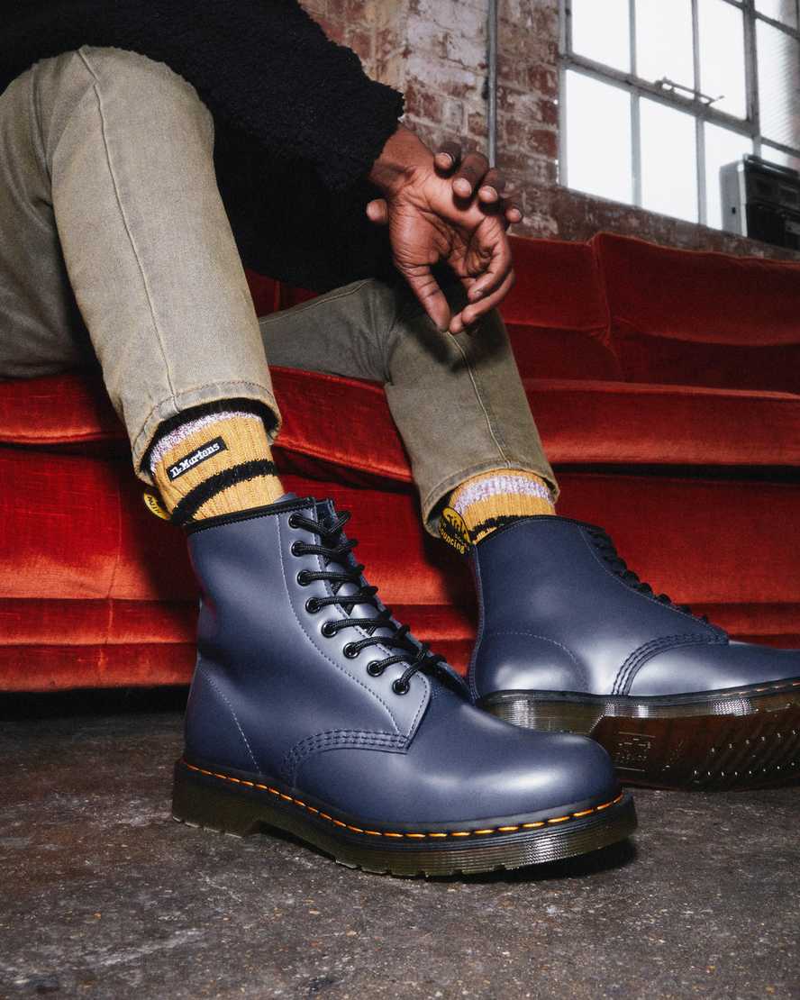 blaue dr. martens 1460 smooth damen-schnürstiefel