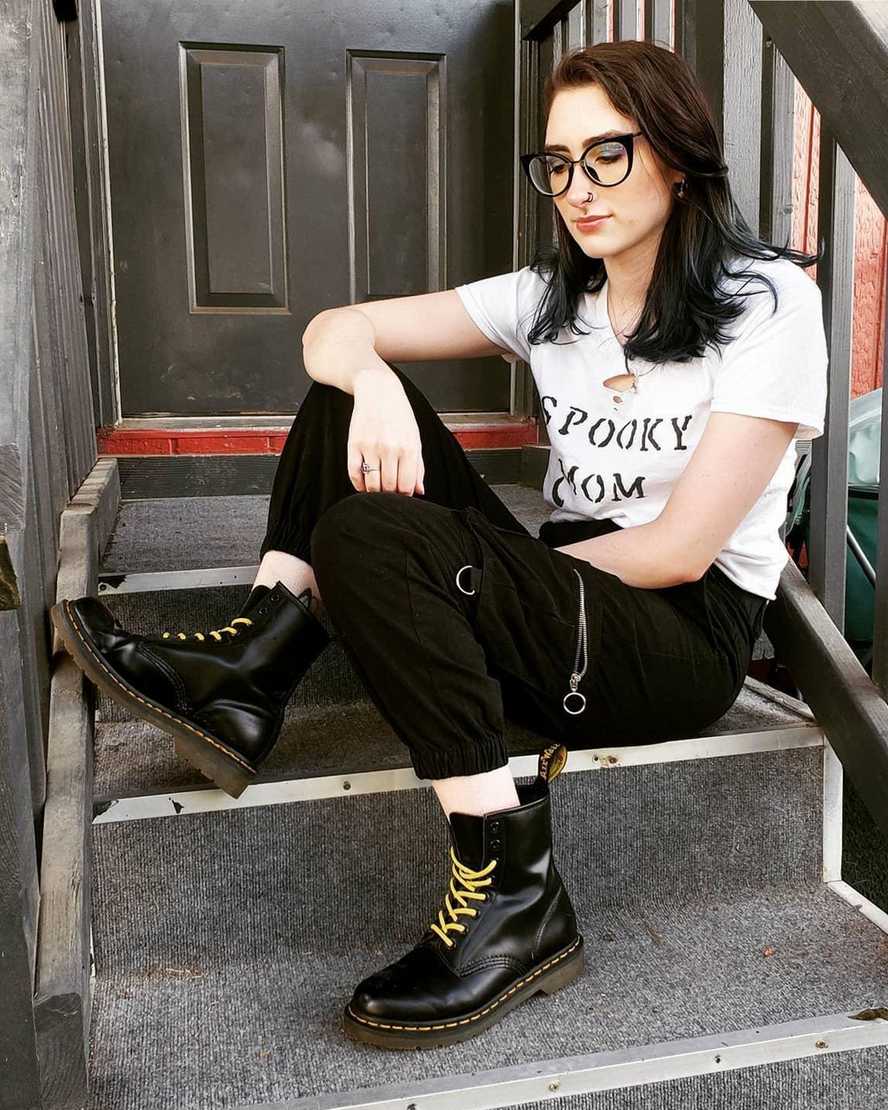 schwarze dr. martens 1460 smooth damen-schnürstiefel