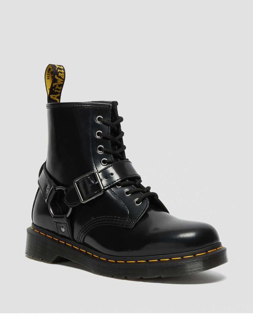 schwarze dr. martens 1460 harness damen-schnürstiefel