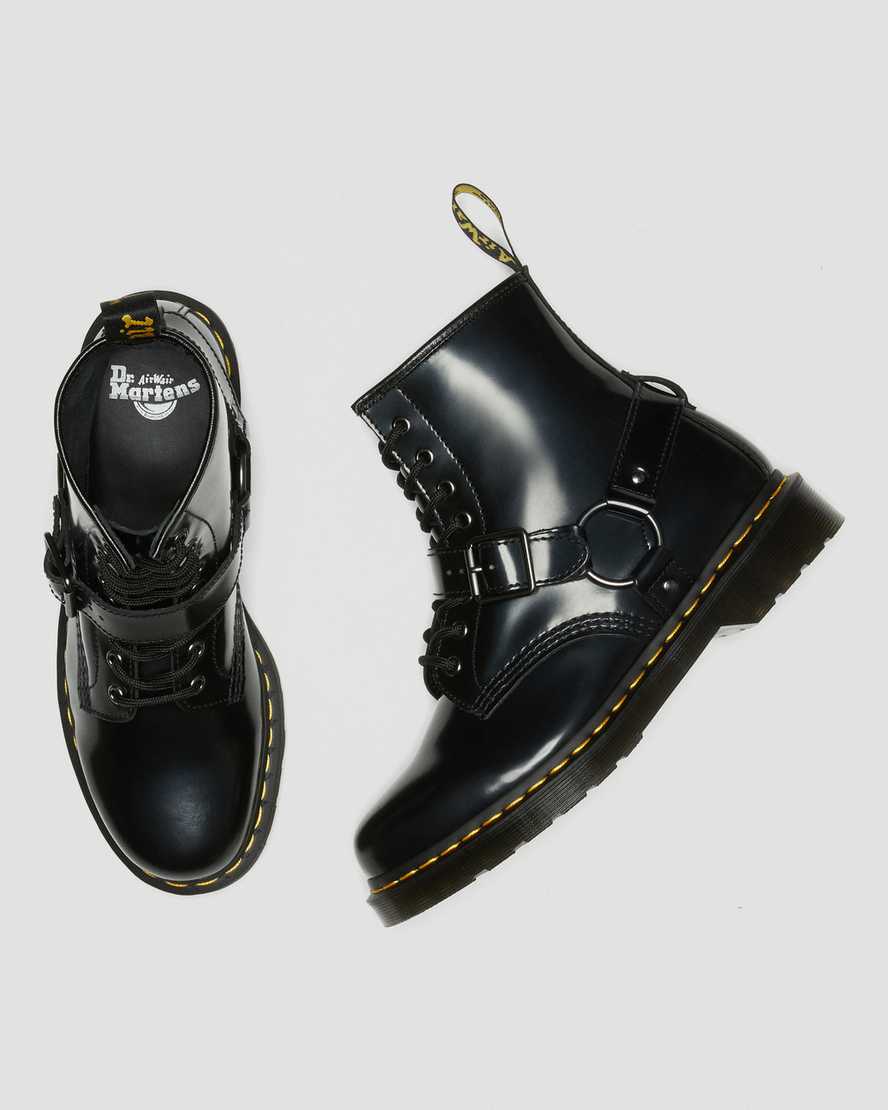 schwarze dr. martens 1460 harness damen-schnürstiefel