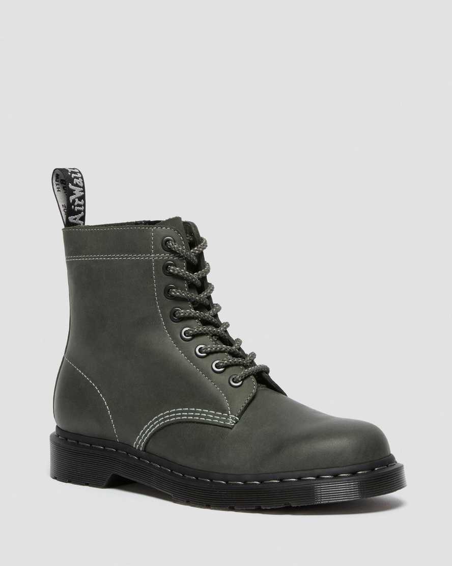 olivgrüne dr. martens 1460 pascal zip damen-schnürstiefel
