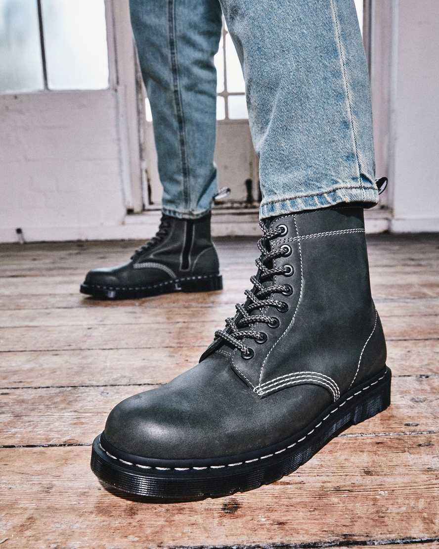 olivgrüne dr. martens 1460 pascal zip damen-schnürstiefel