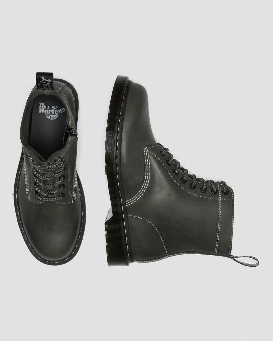 olivgrüne dr. martens 1460 pascal zip damen-schnürstiefel
