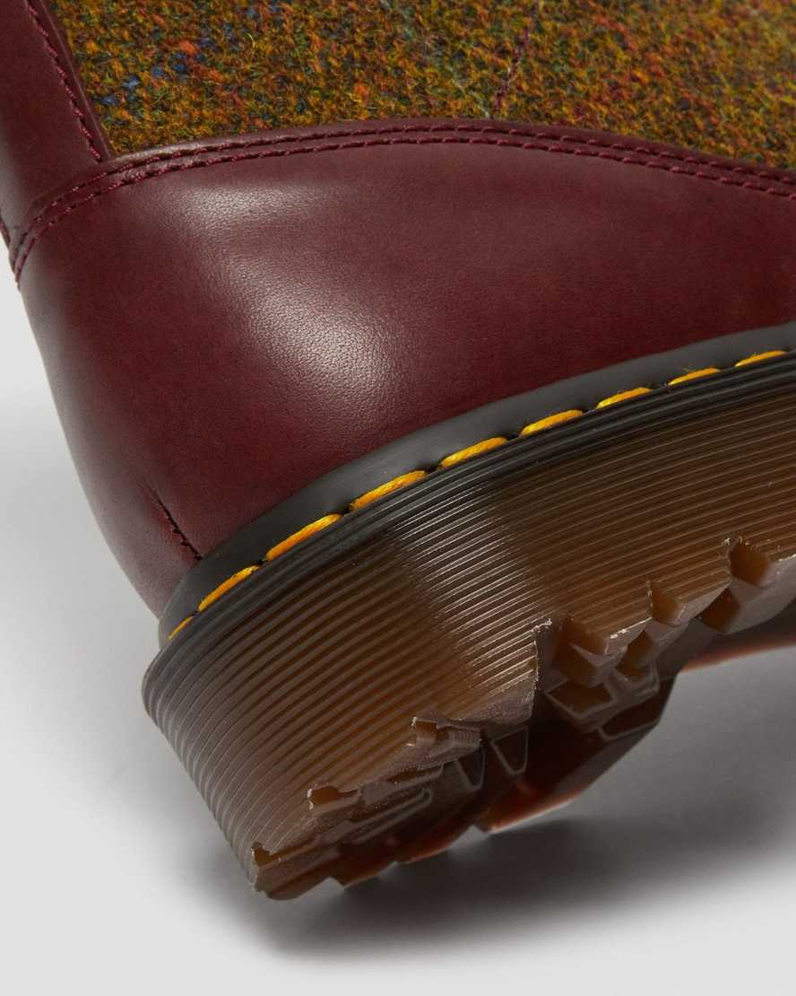 burgunderrote dr. martens 1460 harris tweed damen-schnürstiefel