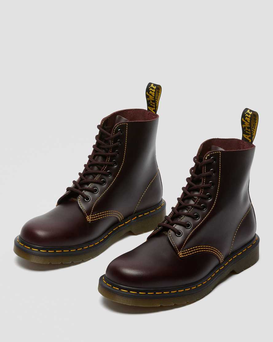 burgunderrote dr. martens 1460 pascal atlas damen-schnürstiefel