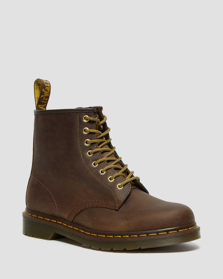 braune dr. martens 1460 crazy horse damen-schnürstiefel