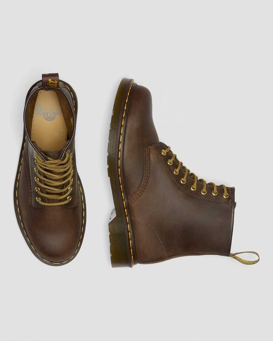 braune dr. martens 1460 crazy horse damen-schnürstiefel