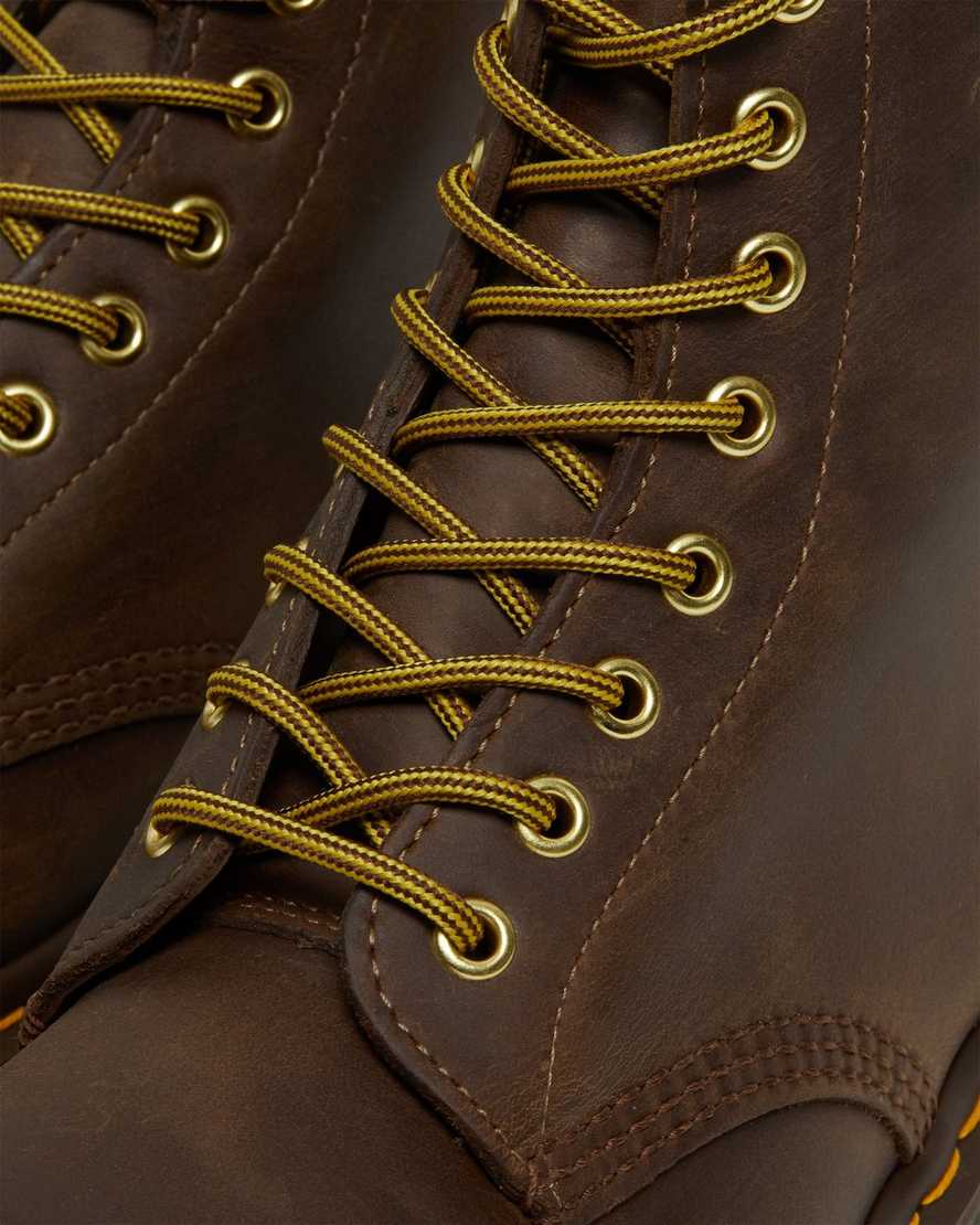 braune dr. martens 1460 crazy horse damen-schnürstiefel
