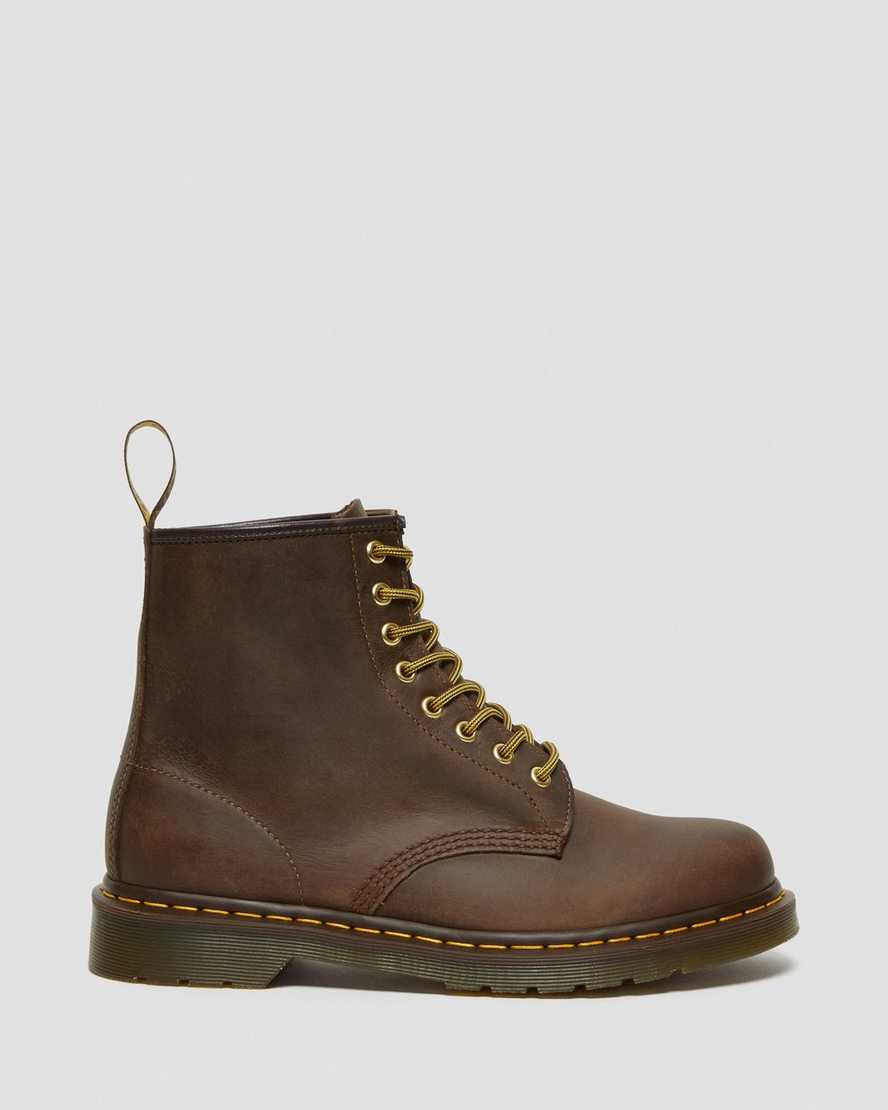 braune dr. martens 1460 crazy horse damen-schnürstiefel