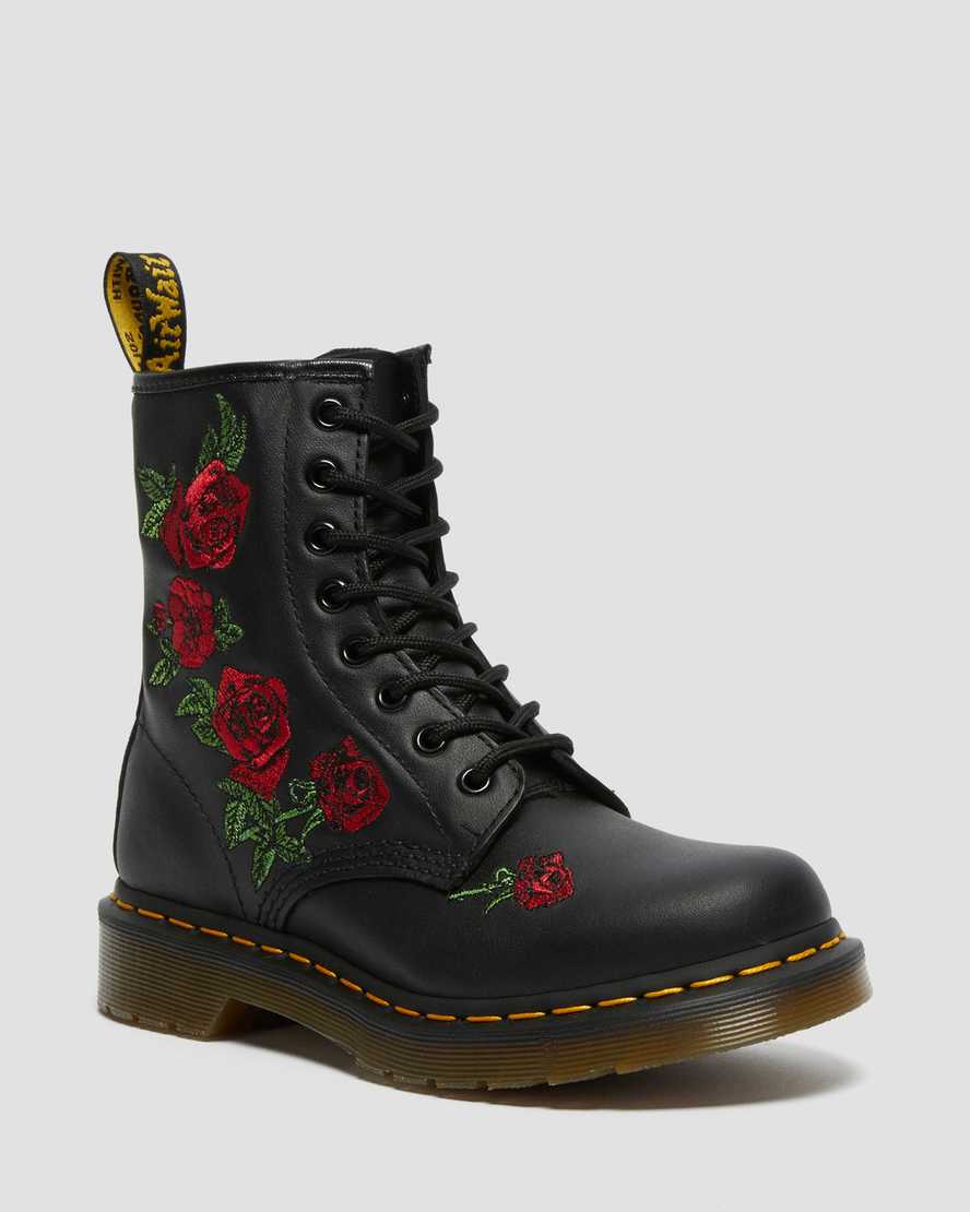 schwarze dr. martens 1460 vonda floral damen-schnürstiefel
