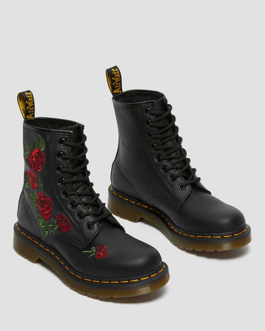 schwarze dr. martens 1460 vonda floral damen-schnürstiefel