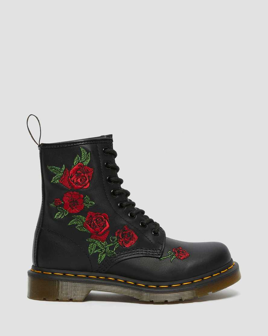 schwarze dr. martens 1460 vonda floral damen-schnürstiefel