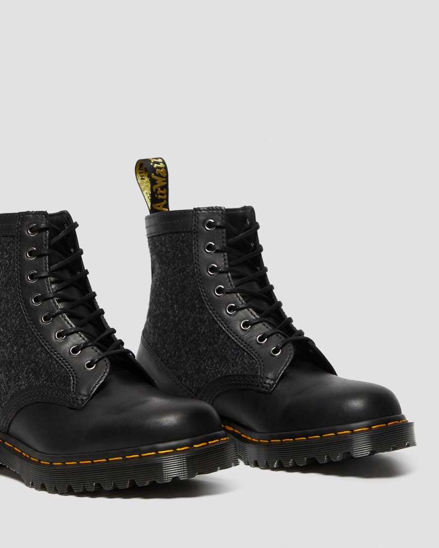 schwarze dr. martens 1460 harris tweed damen-schnürstiefel